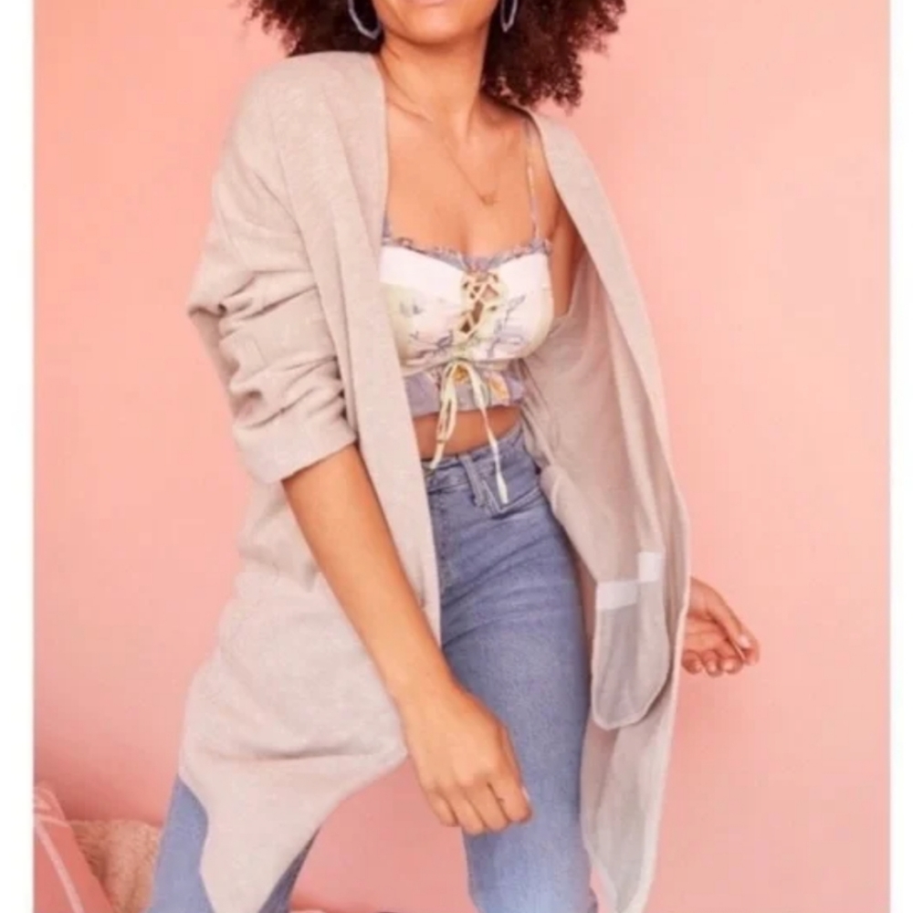 DONNI. Ribbed Sweater Open Cardigan Coat OS Anthropologie